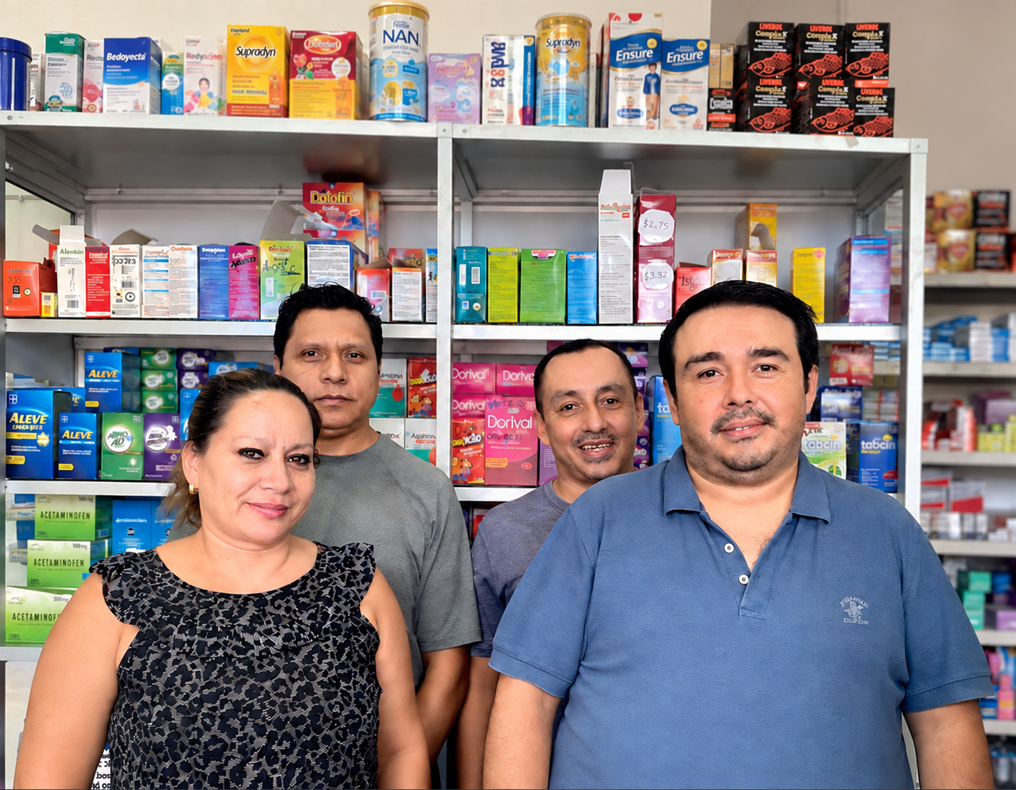 Equipo de trabajo de Farmacia Santa María dentro de la farmacia